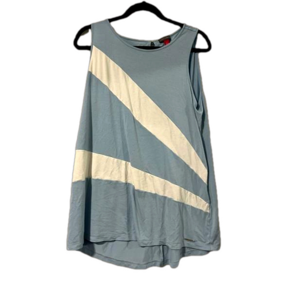 Vince Camuto Stretchy Blue And White Sleeveless Blouse Size L - Picture 1 of 6